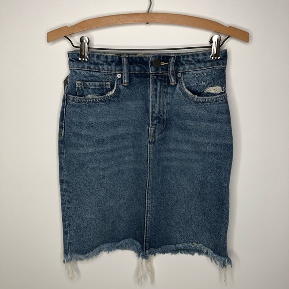 Allsaints KIM Denim Skirt Light Wash Jean Skirt 0 - Picture 3 of 8